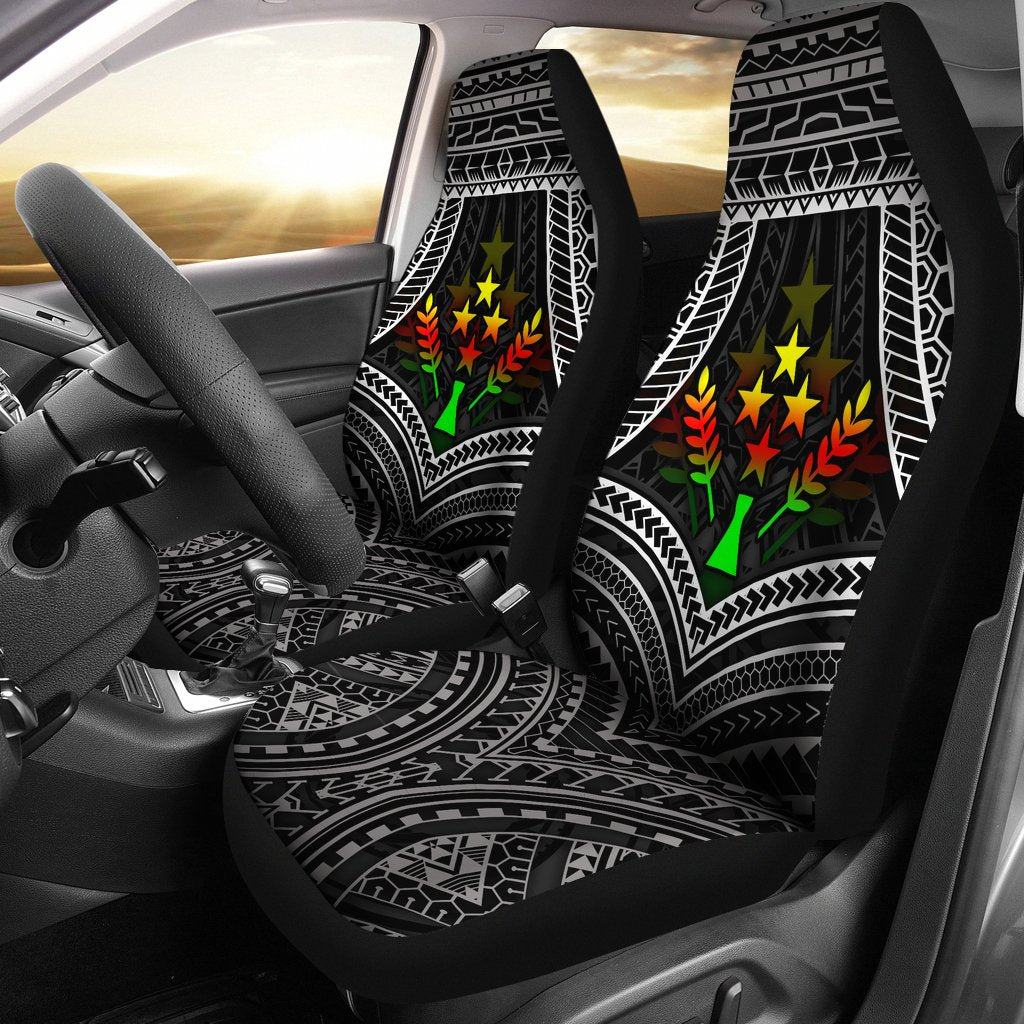 Kosrae Polynesian Car Seat Covers - Kosrae Flag Reggae Color Universal Fit Reggae - Polynesian Pride