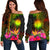 Marshall Islands Polynesian Women's Off Shoulder Sweater - Hibiscus and Banana Leaves Art - Polynesian Pride