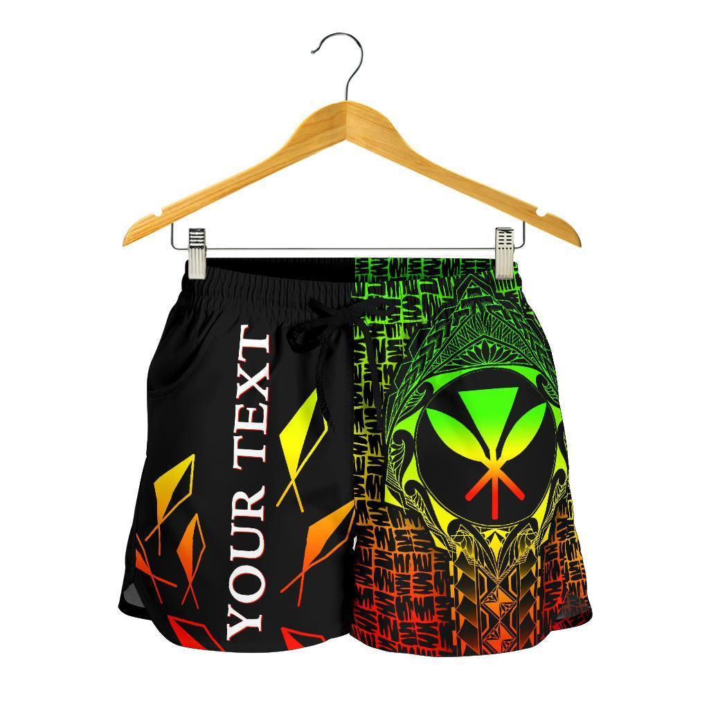 Hawaii Custom Personalised Women's Shorts - Kanaka Maoli Rocket Style (Reggae) - Polynesian Pride