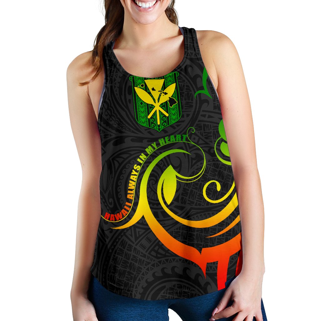 Hawaiian Kanaka Women's Racerback Tank Hawaii Always In My Heart AH - Polynesian Pride
