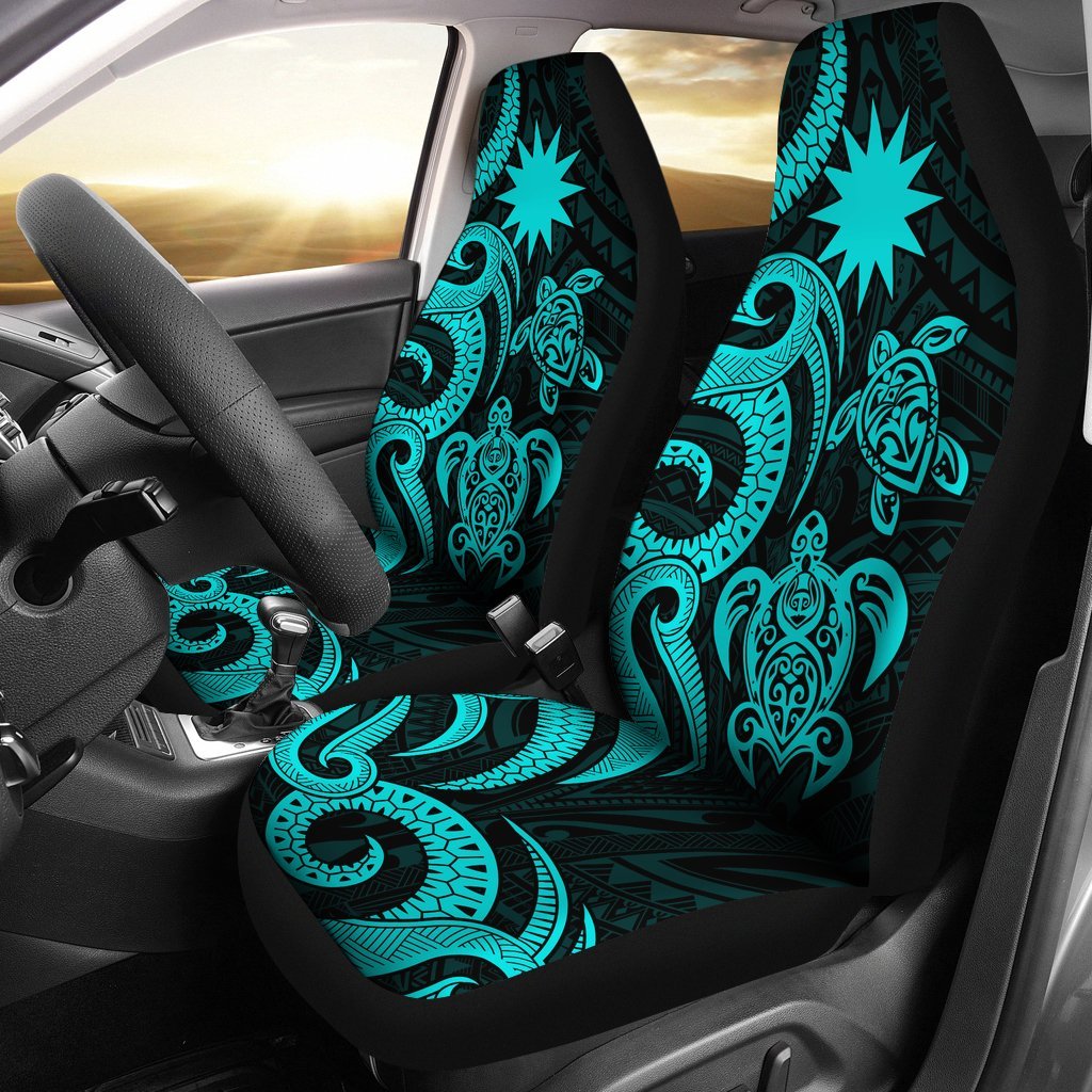 Nauru Car Seat Covers - Turquoise Tentacle Turtle Universal Fit Turquoise - Polynesian Pride