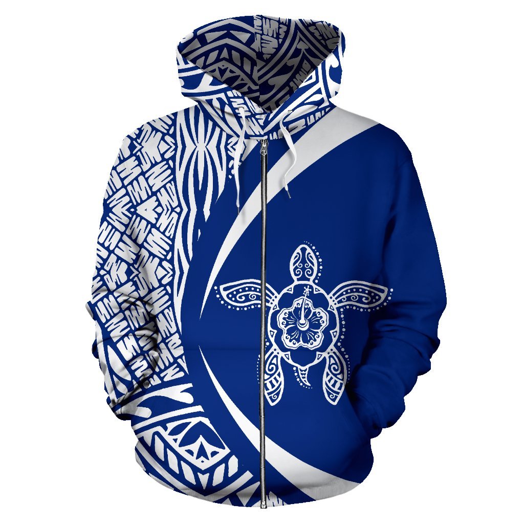 American Samoa Turtle Polynesian Zip up Hoodie Circle Style 07 - Polynesian Pride