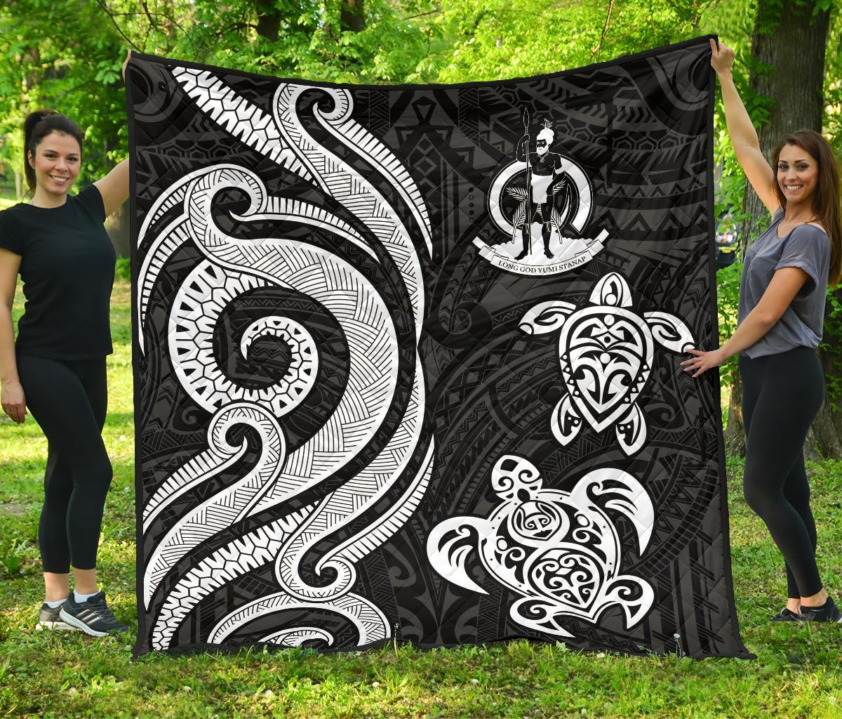 Vanuatu Premium Quilt - White Tentacle Turtle - Polynesian Pride