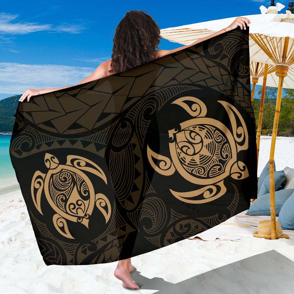 Hawaii Polynesian Turtle Sarong Gold Premium Polyester One Size Gold - Polynesian Pride