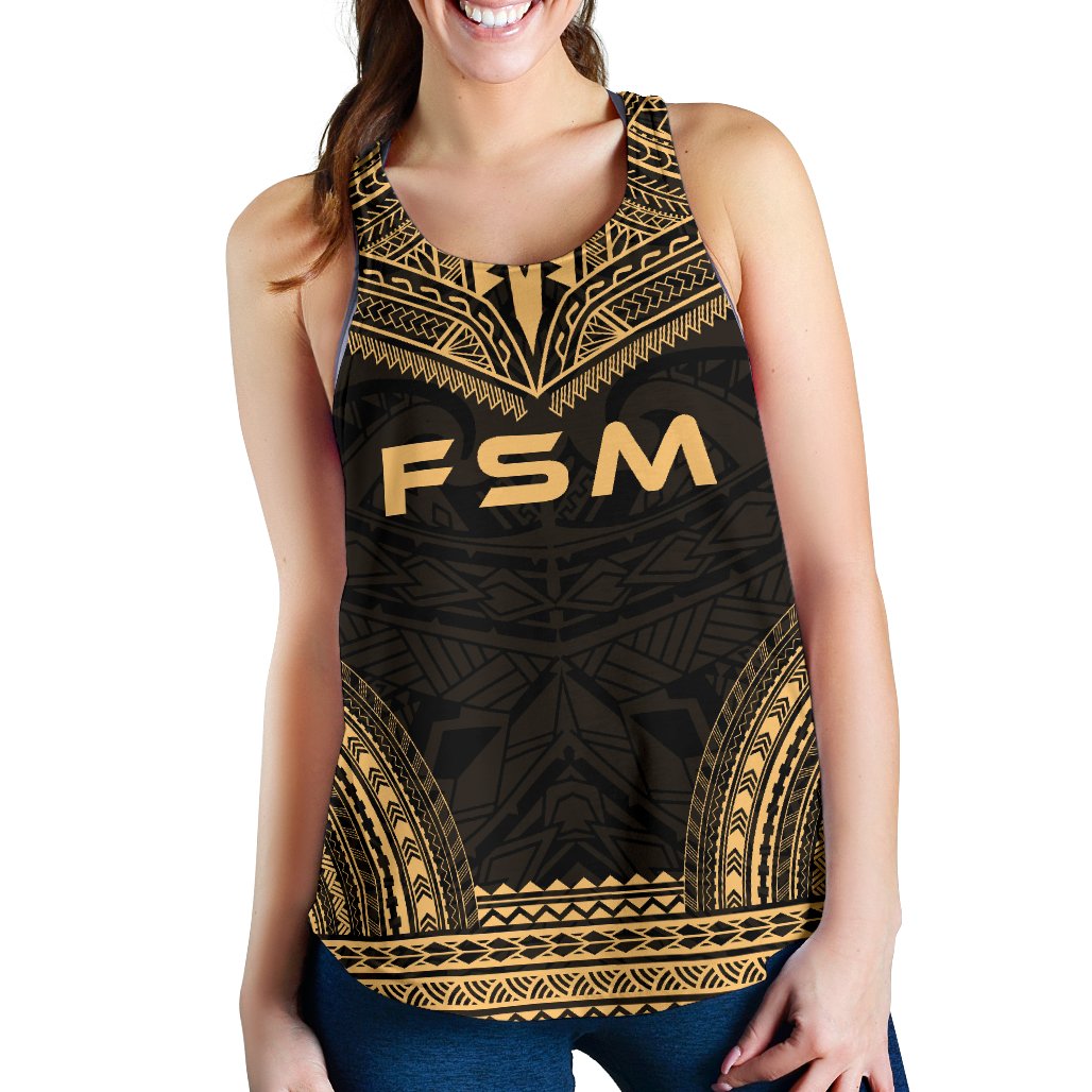 Federated States Of Micronesia Women's Racerback Tank - Polynesian Chief Gold Version Gold - Polynesian Pride