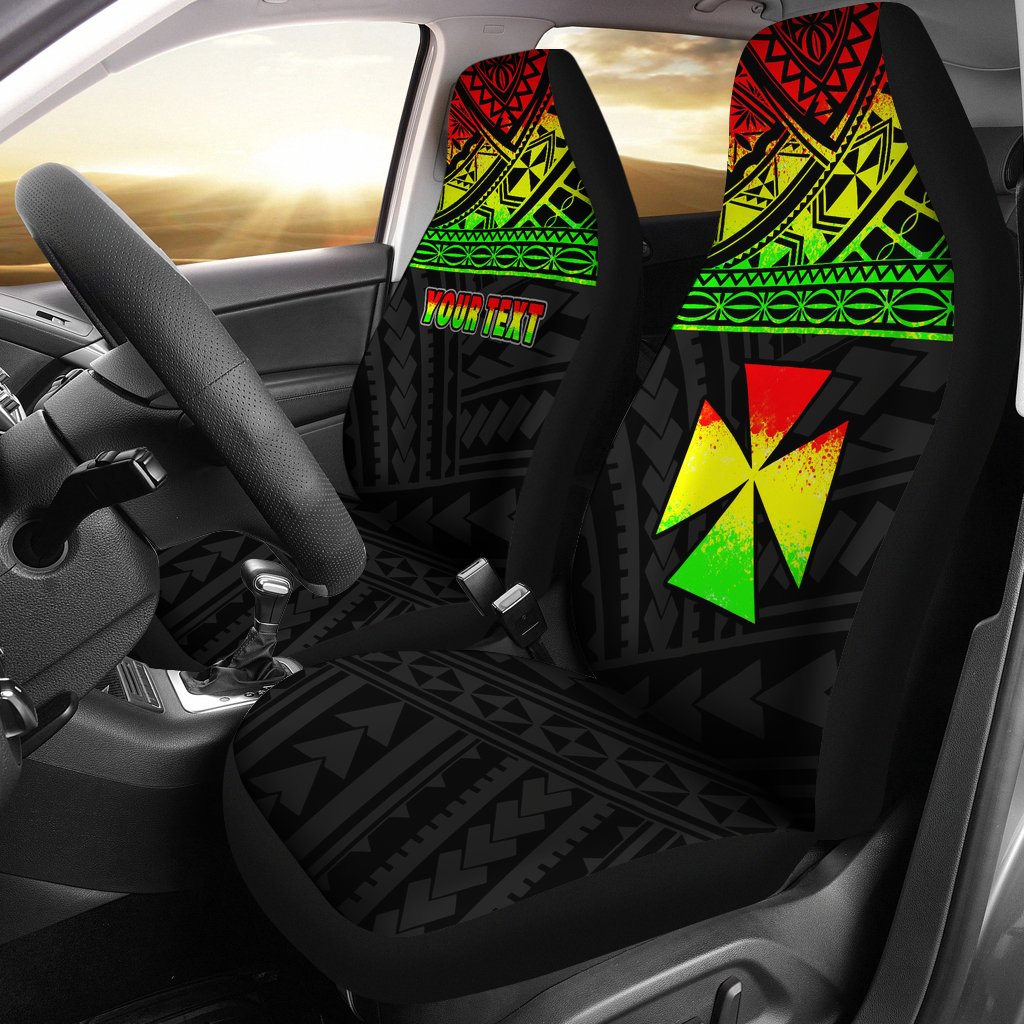 Wallis and Futuna Polynesian Custom Personalised Car Seat Covers - Wallis and Futuna Reggae Coat Of Arms Polynesian Tattoo Universal Fit Reggae - Polynesian Pride