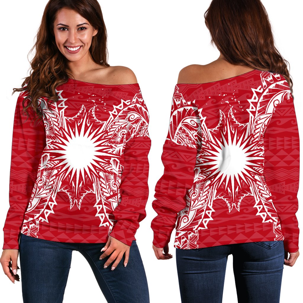 Marshall Polynesian Shoulder Sweater Map Red White Red - Polynesian Pride