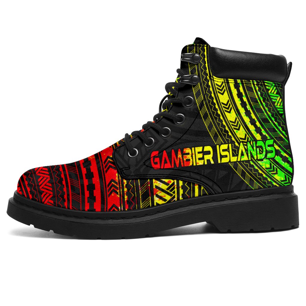 Gambier Islands Leather Boots - Polynesian Reggae Chief Version Reggae - Polynesian Pride