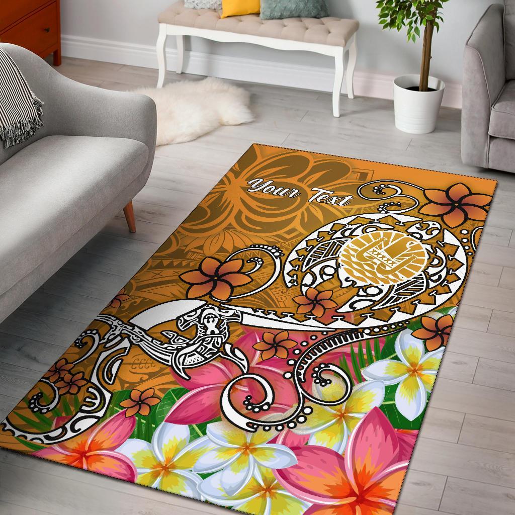 Tahiti Custom Personalised Area Rug - Turtle Plumeria (Gold) Gold - Polynesian Pride