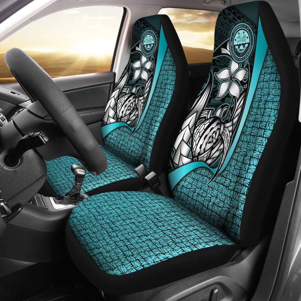 Federated States of Micronesia Car Seat Covers Turquoise - Turtle With Hook Universal Fit Turquoise - Polynesian Pride