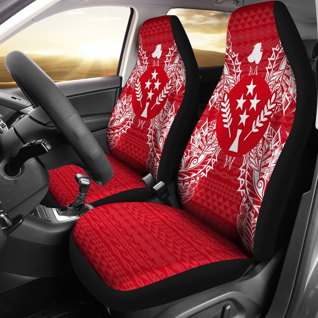 Kosrae Car Seat Cover - Kosrae Flag Map Red White Universal Fit Red - Polynesian Pride