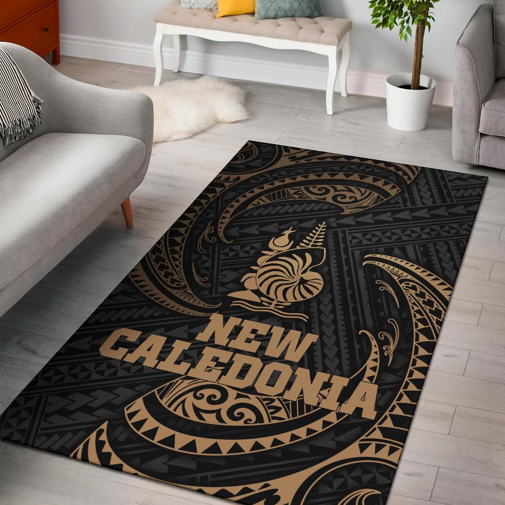 New Caledonia Polynesian Area Rug - Gold Tribal Wave Gold - Polynesian Pride