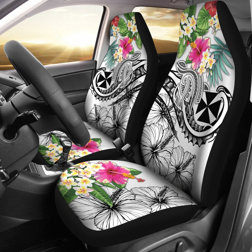 Wallis and Futuna Polynesian Car Seat Covers - Summer Plumeria (White) Universal Fit White - Polynesian Pride