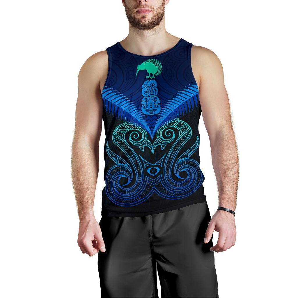 Maori Manaia New Zealand Men Tank Top Blue Blue - Polynesian Pride