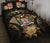 Fiji Polynesian Quilt Bed Set Hibiscus Gold Black - Polynesian Pride