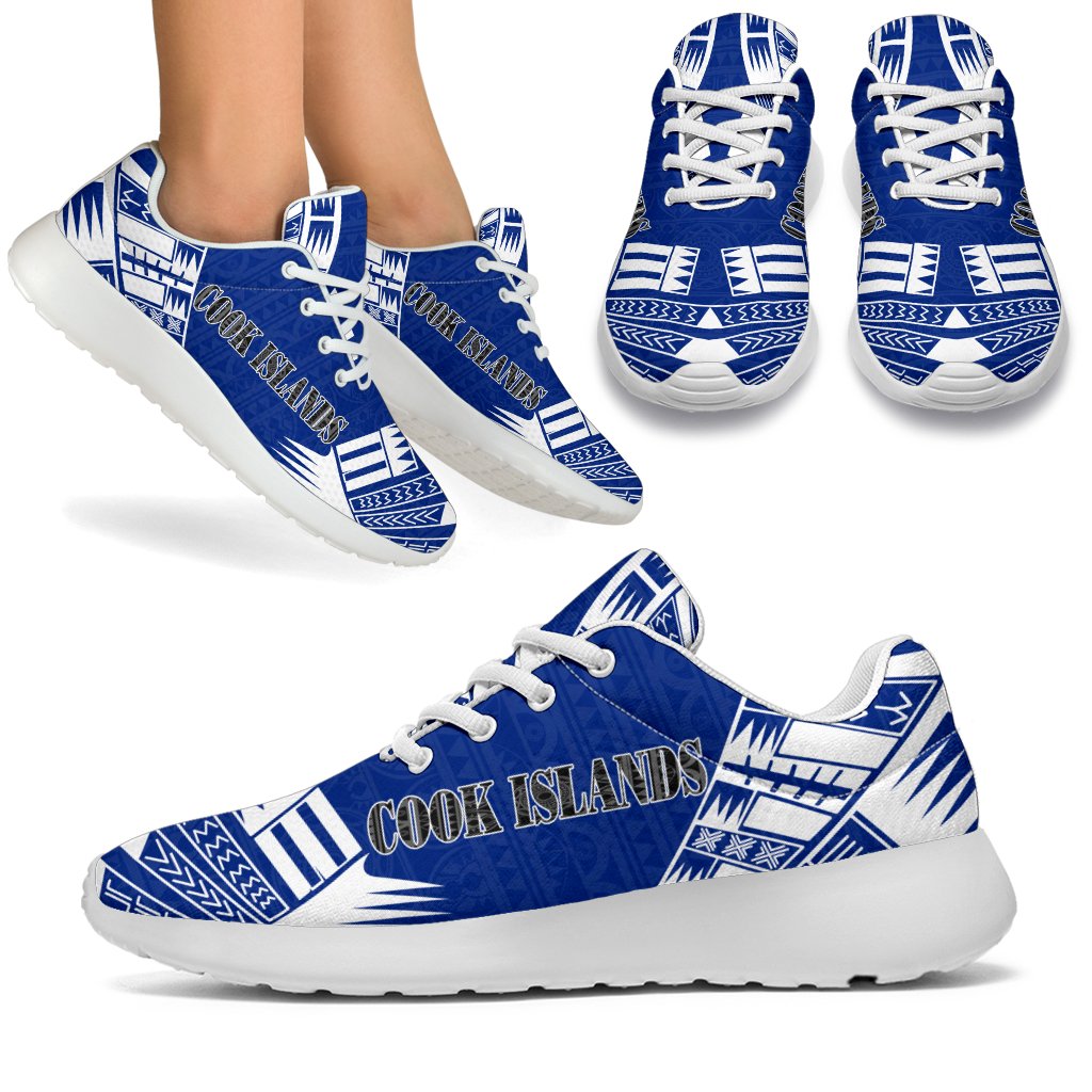 Cook Islands Sport Sneakers - Polynesian Tattoo Flag White - Polynesian Pride