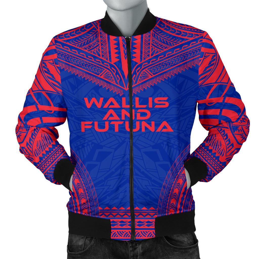 Wallis And Futuna Flag Polynesian Chief Men's Bomber Jacket Blue - Polynesian Pride