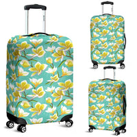 Tropical Plumeria Blue Luggage Cover White - Polynesian Pride