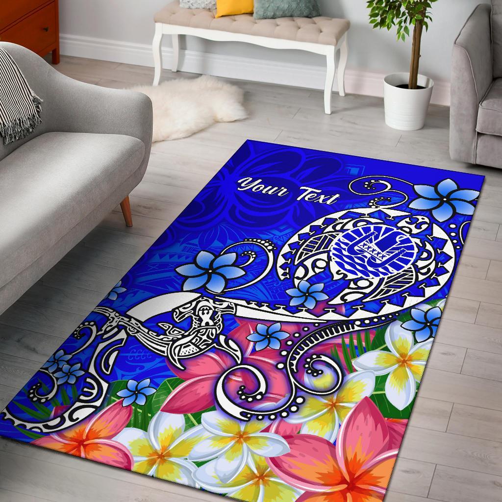 Tahiti Custom Personalised Area Rug - Turtle Plumeria (Blue) Blue - Polynesian Pride