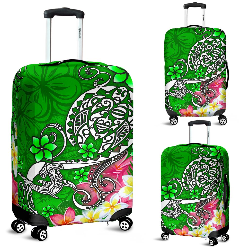 Polynesian Luggage Covers - Turtle Plumeria Green Color - Polynesian Pride