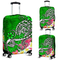 Polynesian Luggage Covers - Turtle Plumeria Green Color - Polynesian Pride