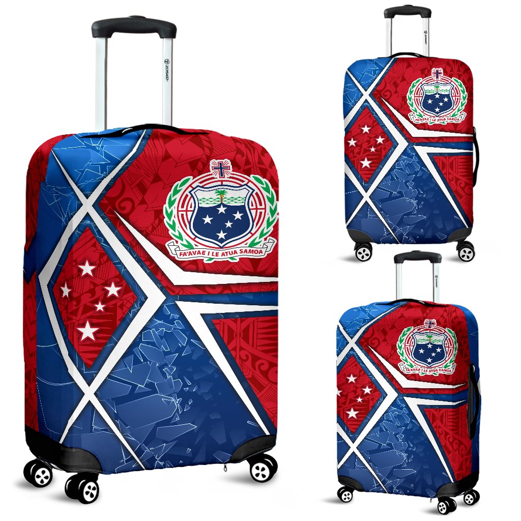 Samoa Luggage Cover - Samoa Flag with Polynesian Patterns - Polynesian Pride