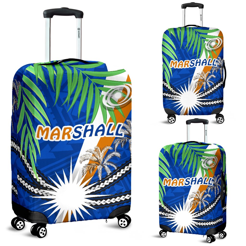 Marshall Islands Rugby Luggage Covers Coconut Leaves Blue - Polynesian Pride