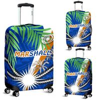 Marshall Islands Rugby Luggage Covers Coconut Leaves Blue - Polynesian Pride