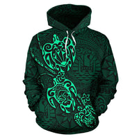Tahiti Polynesian Family Turtles Hoodie Green Unisex Green - Polynesian Pride