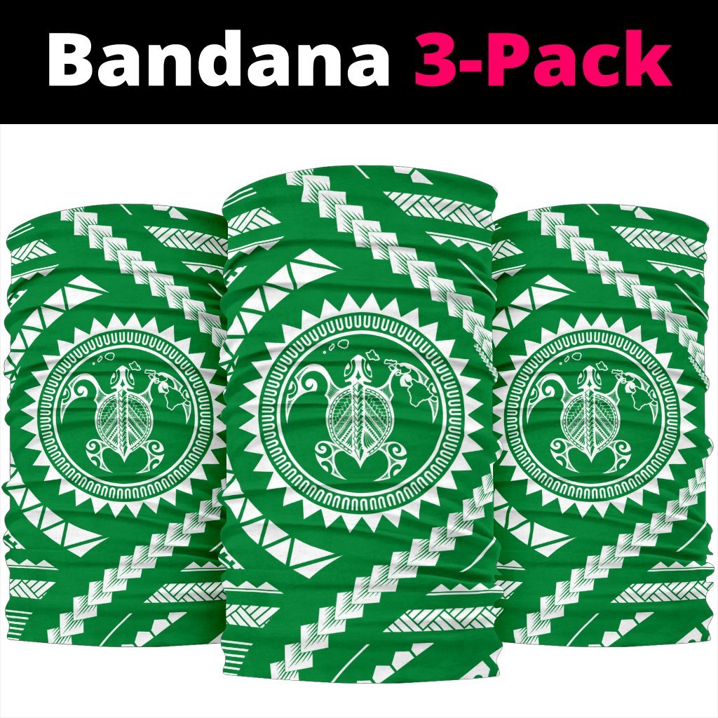 Hawaiian Turtle Map Green Bandana 3 - Pack - Polynesian Pride