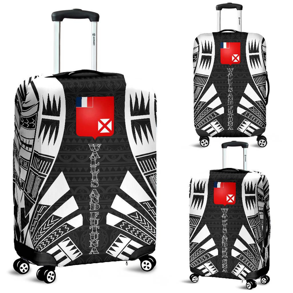 Wallis And Futuna Luggage Cover - Polynesian Tattoo Black Black - Polynesian Pride