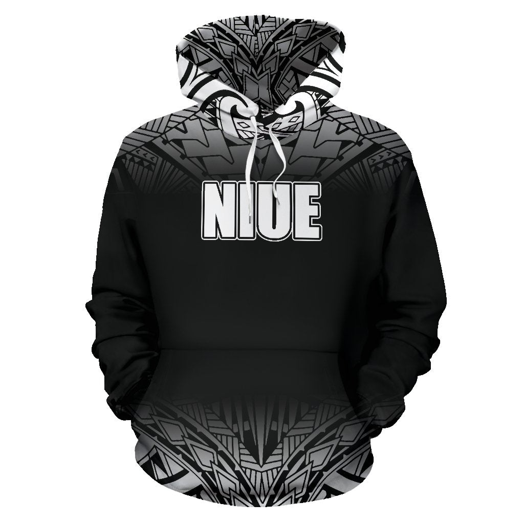Niue All Over Hoodie Fog Black Style - Polynesian Pride