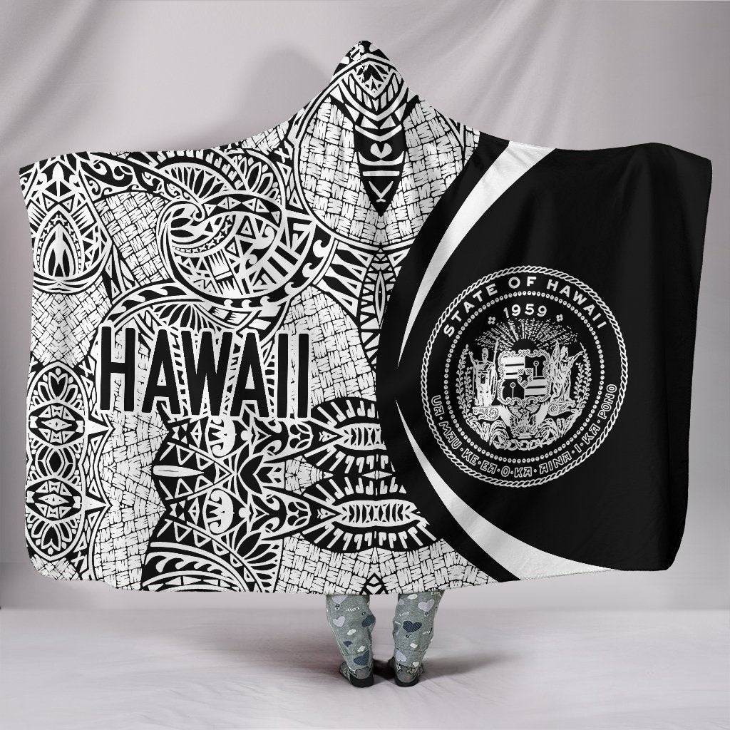 Hawaii Polynesian Hooded Blanket - Circle Style 01 Hooded Blanket White - Polynesian Pride