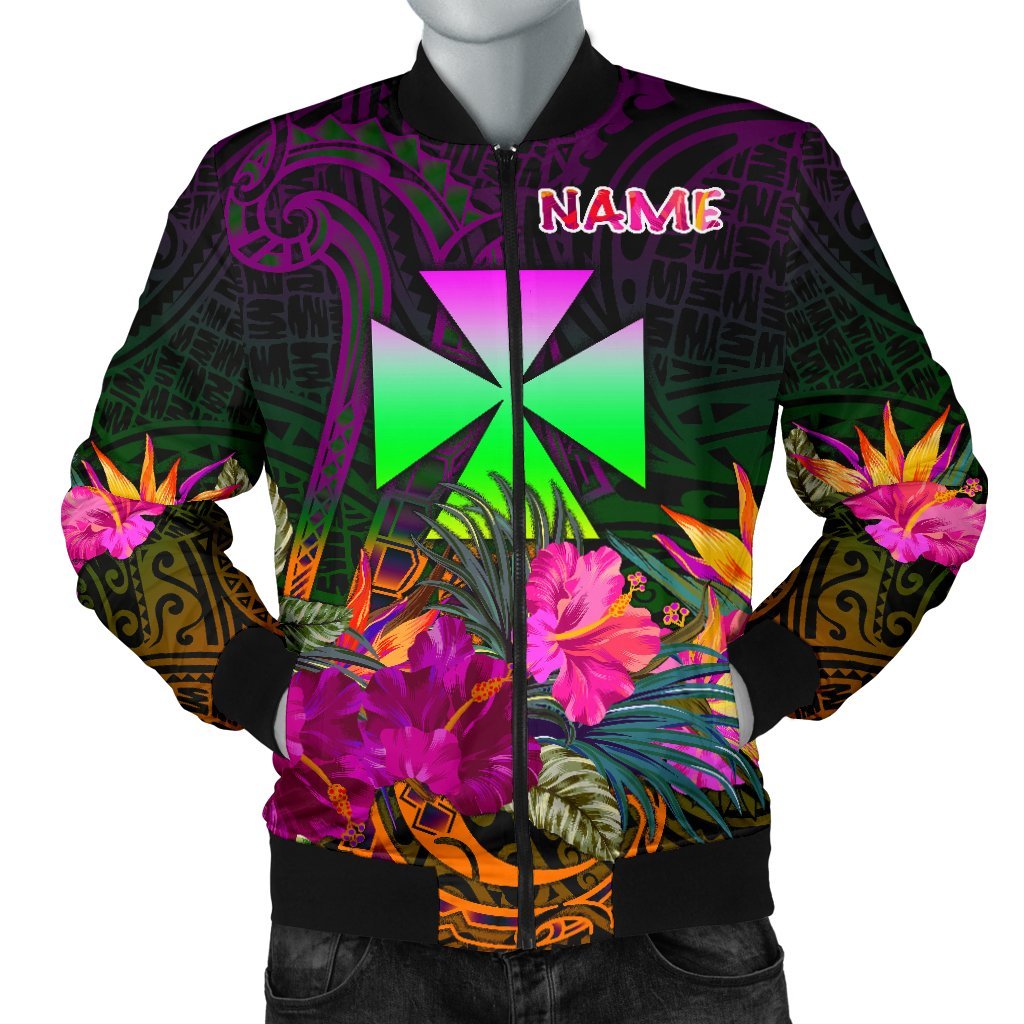 Wallis and Futuna Personalised Men's Bomber Jacket - Summer Hibiscus Reggae - Polynesian Pride