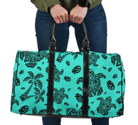 Polynesian Turtle Palm And Sea Pebbles Turquoise Hawaii Travel Bag - Polynesian Pride