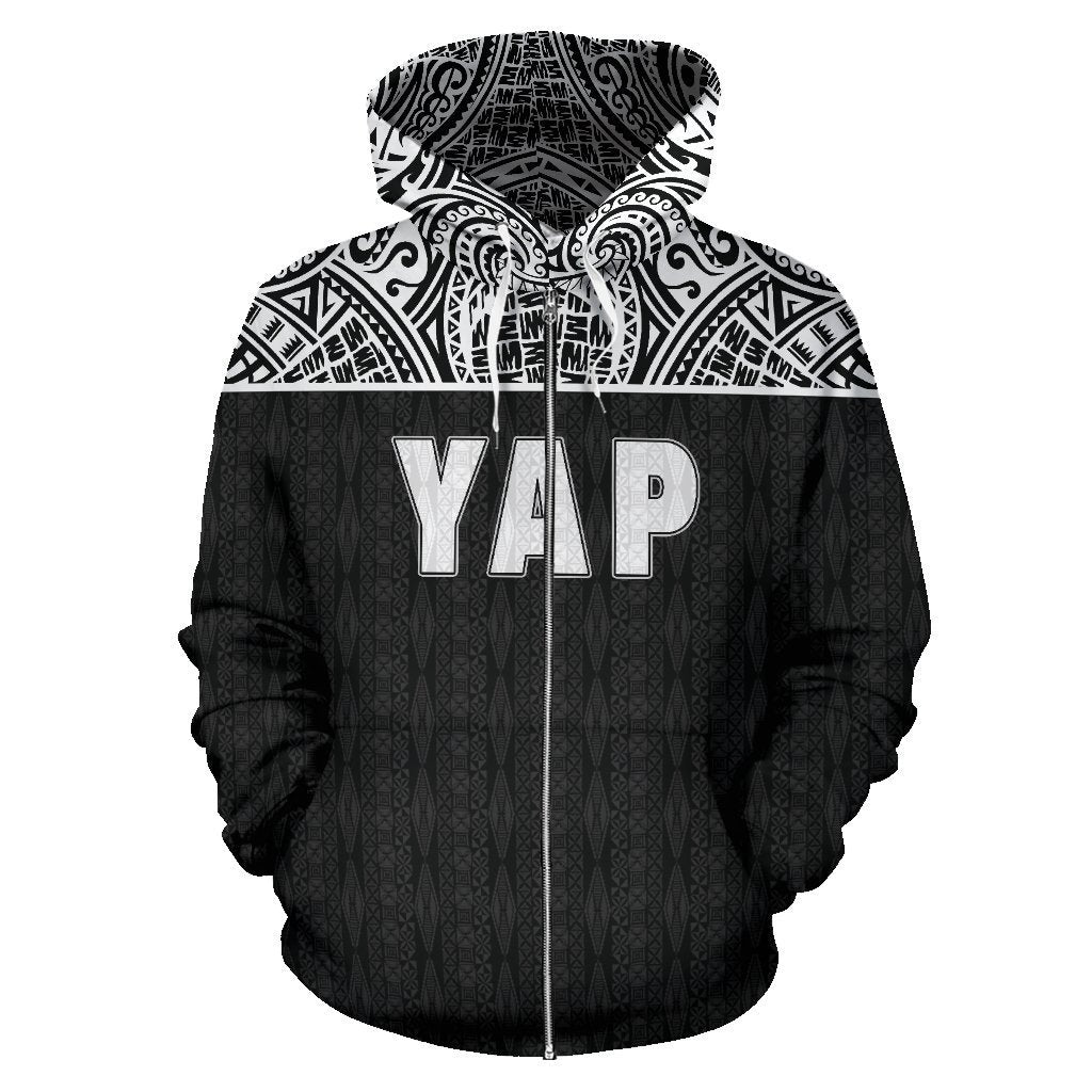 Yap All Over Zip up Hoodie Micronesia Black Version - Polynesian Pride