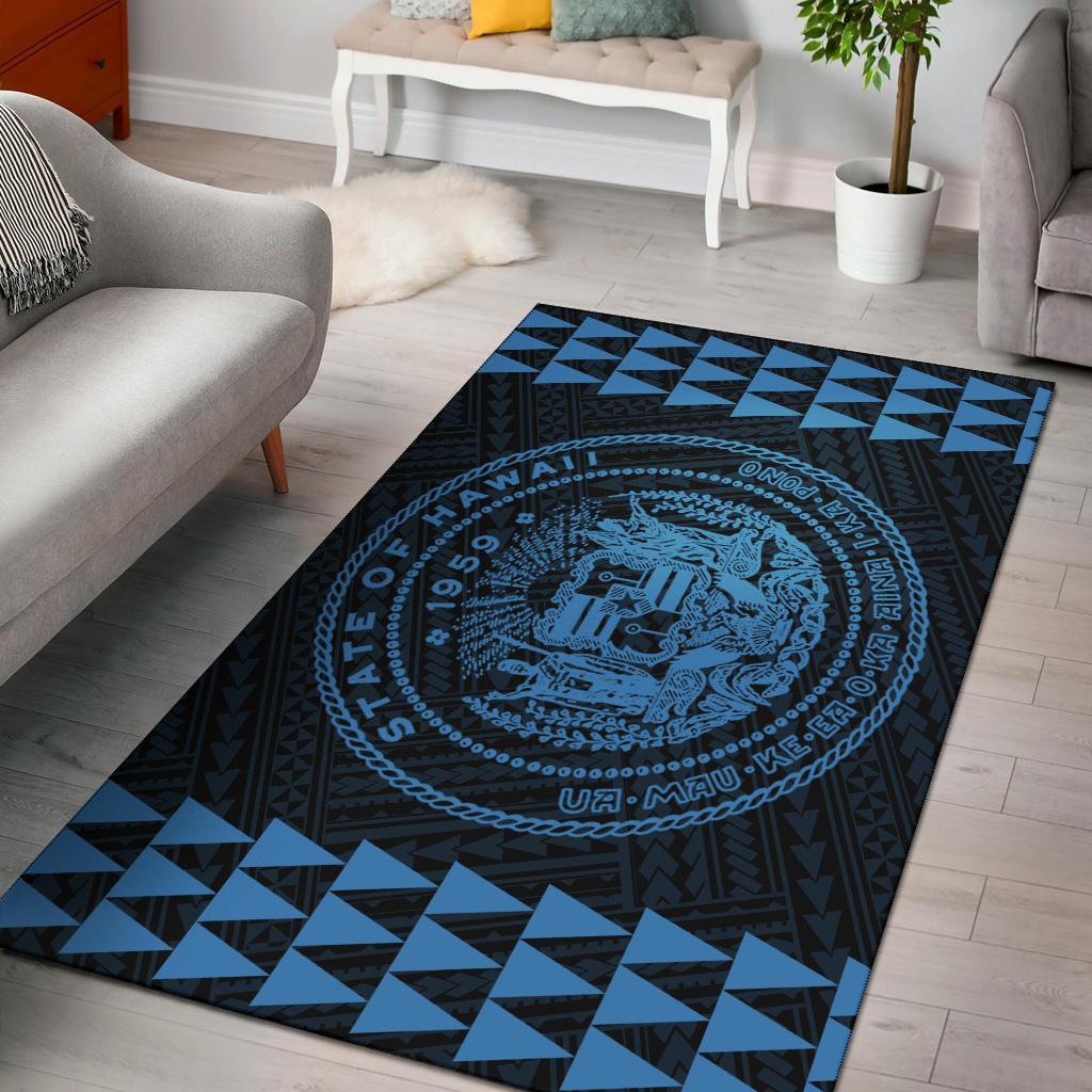 Kakau Seal Of Hawaii Polynesian - Pastel Blue Rug Blue - Polynesian Pride