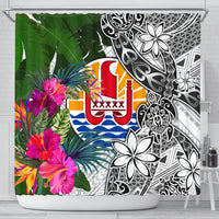Tahiti Shower Curtain White - Turtle Plumeria Banana Leaf 177 x 172 (cm) White - Polynesian Pride