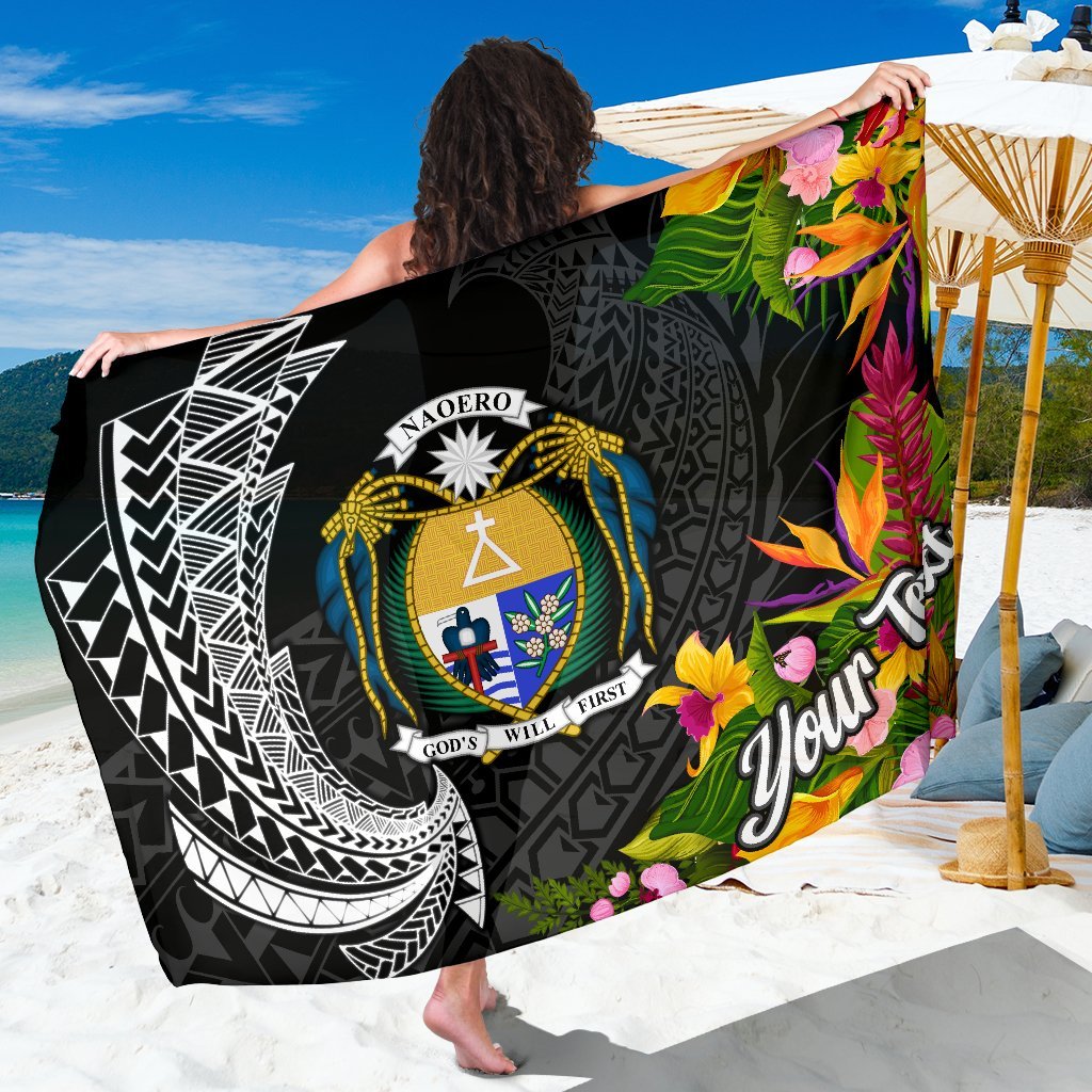 Nauru Sarong - Custom Personalised Seal Spiral Polynesian Patterns Sarong - Nauru Black - Polynesian Pride