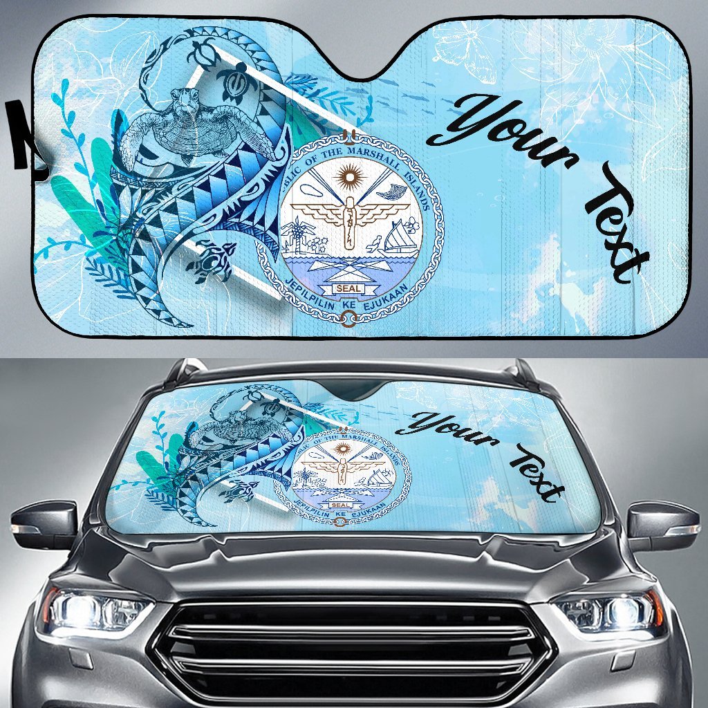 Marshall Islands Auto Sun Shades - Custom Personalised Polynesian Turtle Under The Sea Auto Sun Shade - Marshall Islands Universal Fit - Polynesian Pride