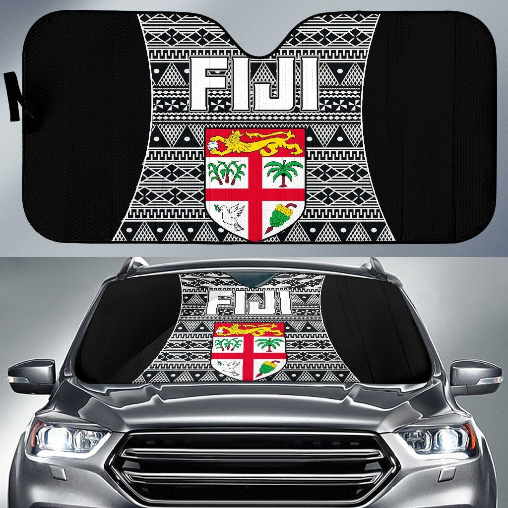 Fiji Auto Sun Shades - Tapa Pattern Sport Style Auto Sun Shade Universal Fit Black - Polynesian Pride