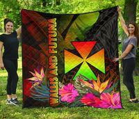 Wallis and Futuna Polynesian Premium Quilt - Hibiscus and Banana Leaves - Polynesian Pride