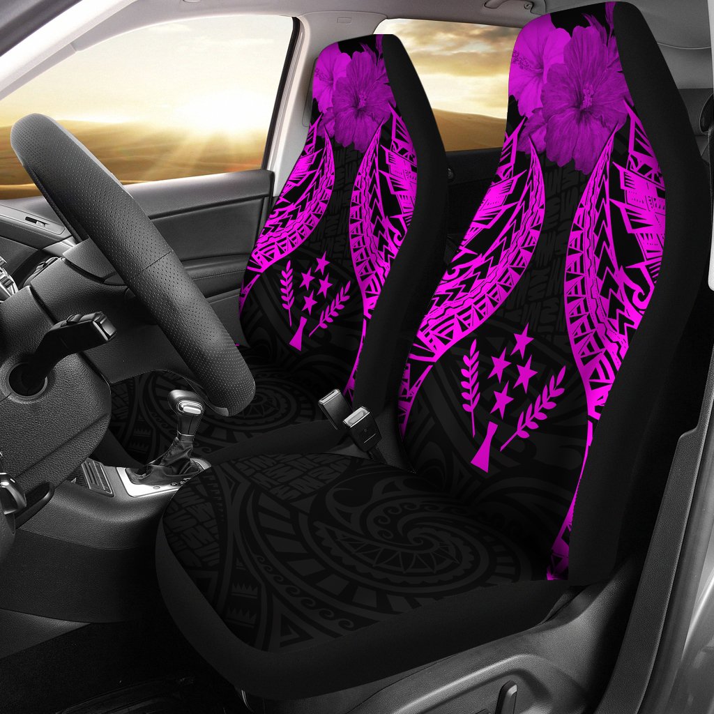 Kosrae Polynesian Car Seat Covers Pride Seal And Hibiscus Pink Universal Fit Pink - Polynesian Pride