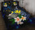 Polynesian Hawaii Quilt Bed Set - Turtle With Plumeria Flowers Blue - Polynesian Pride