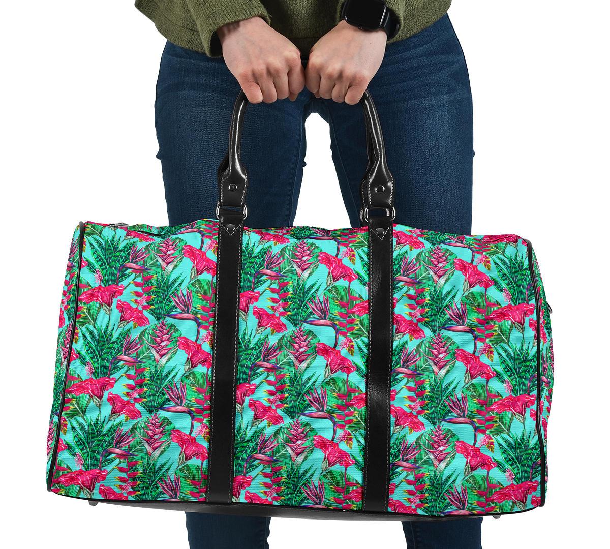 Tropical Strelitzia Blue Hawaii Travel Bag Travel Bag One size Black - Polynesian Pride