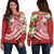 FSM Polynesian women's Off Shoulder Sweater - Summer Plumeria (Red) Red - Polynesian Pride