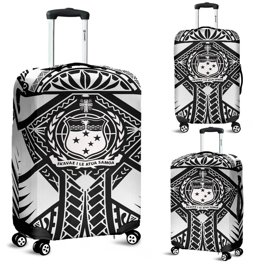 Samoa Polynesian Luggage Covers - Samoa White Seal with Polynesian Tattoo - Polynesian Pride