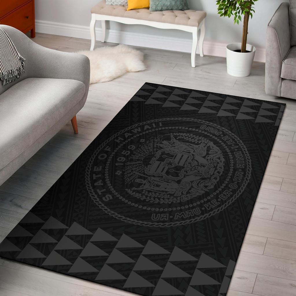 Kakau Seal Of Hawaii Polynesian - Grey Rug Grey - Polynesian Pride