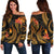 Yap Micronesian Women Off Shoulder Sweater - Gold Plumeria Gold - Polynesian Pride