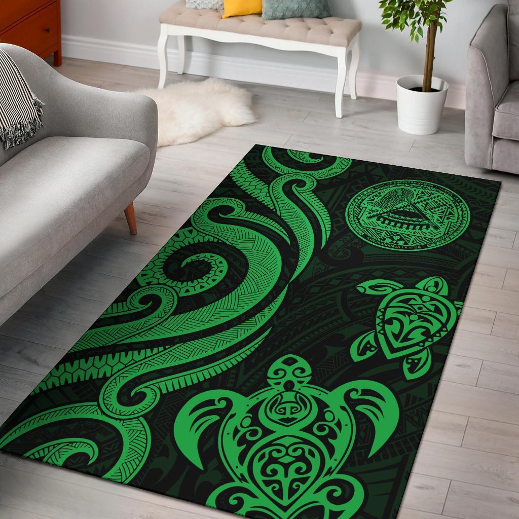 American Samoa Area Rug - Green Tentacle Turtle Green - Polynesian Pride